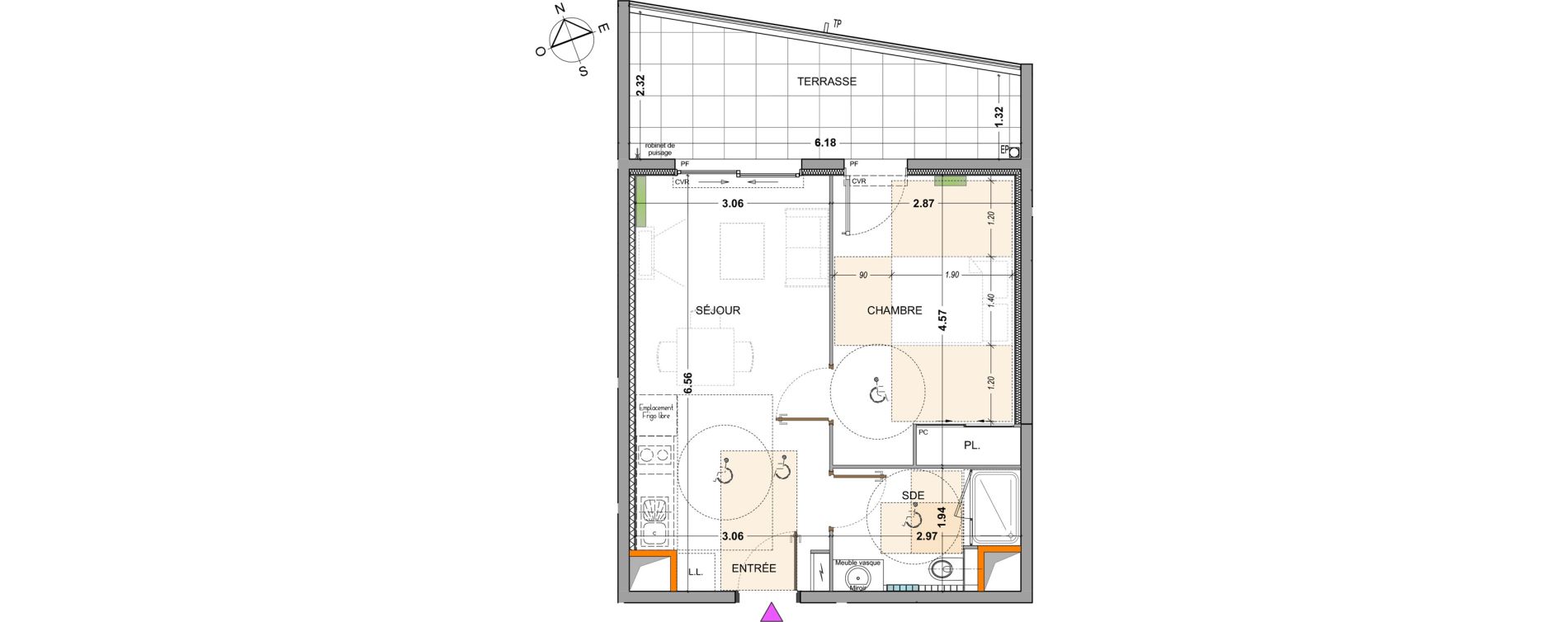 Appartement T2 de 37,78 m2 &agrave; Marseille Valmante-hesperides (9eme)
