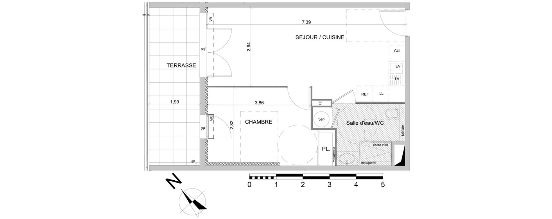 Appartement T2 de 42,03 m2 &agrave; Marseille Redon (9eme)