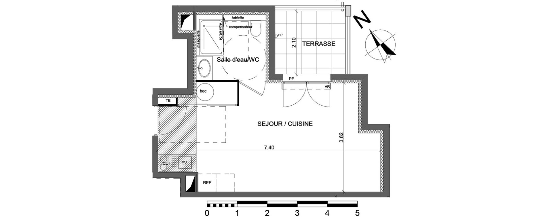 Appartement T1 de 28,79 m2 &agrave; Marseille Redon (9eme)