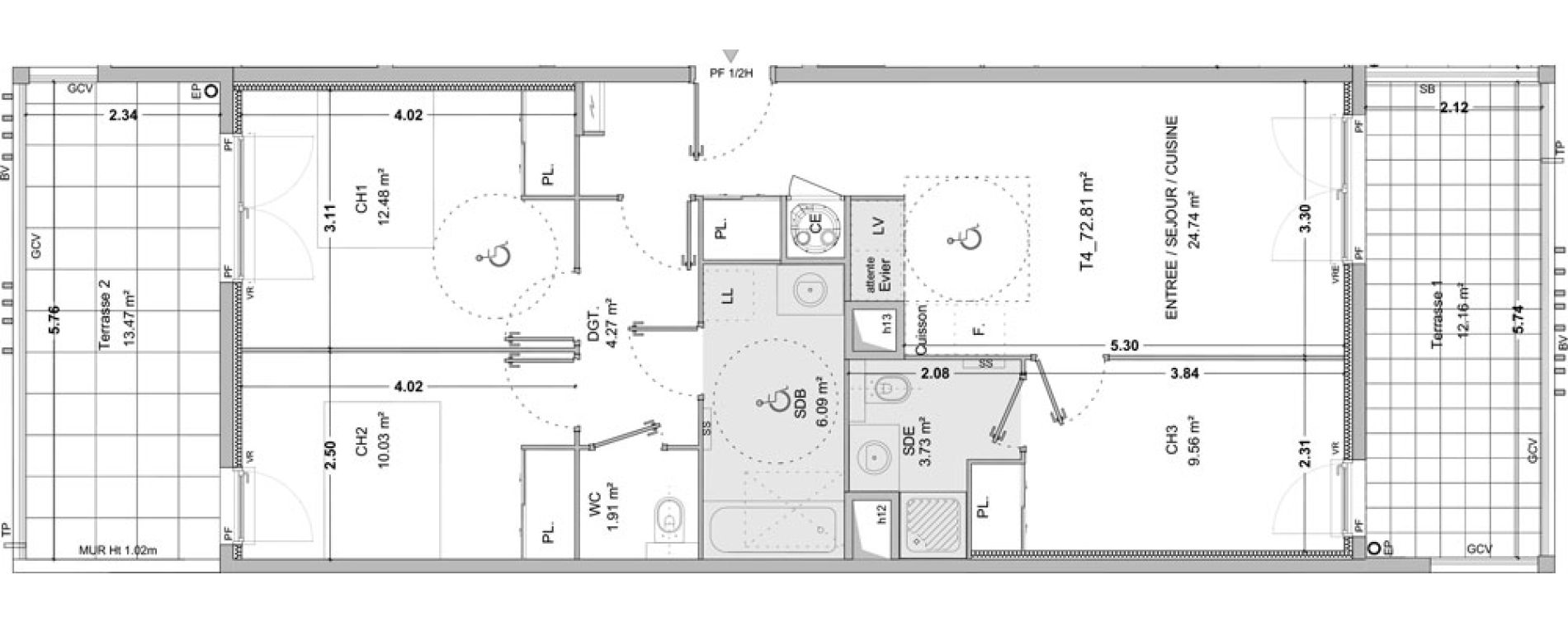 Appartement T4 de 72,81 m2 &agrave; Marseille Sainte-marthe (14eme)