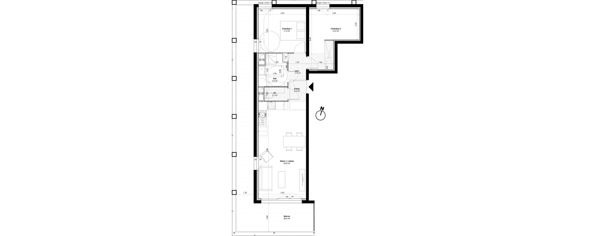 Appartement T3 de 58,90 m2 &agrave; Marseille Les fabriques (15 eme)