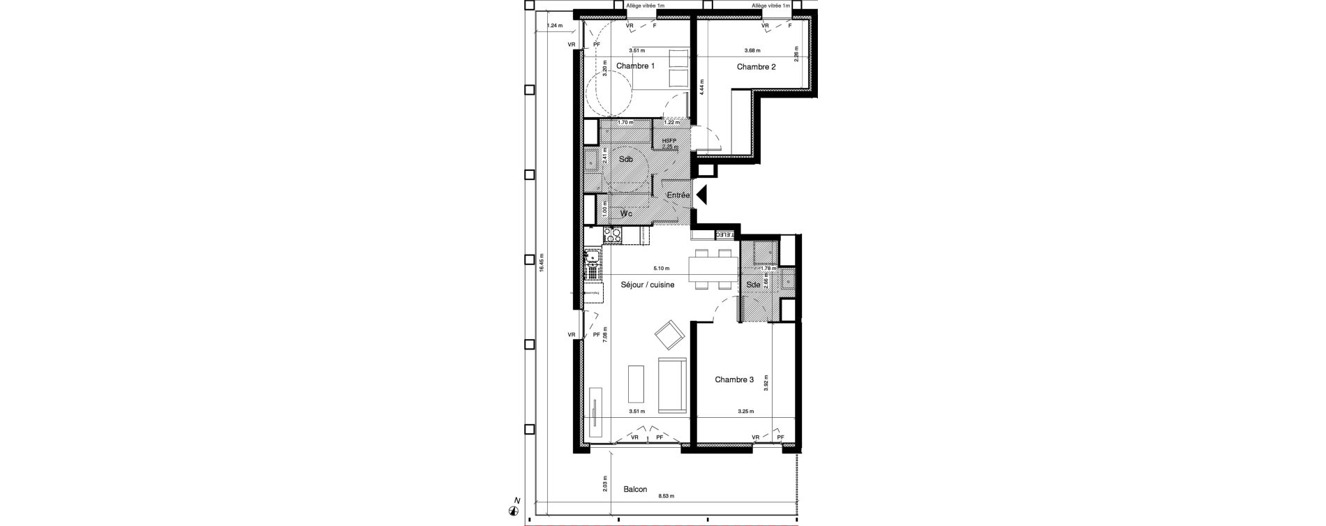 Appartement T4 de 80,10 m2 &agrave; Marseille Les fabriques (15 eme)