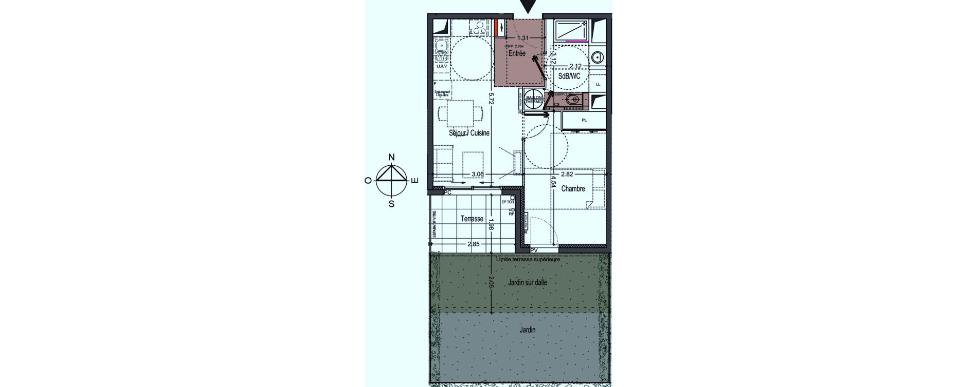 Appartement T2 de 37,37 m2 &agrave; Marseille Mazargues (9eme)