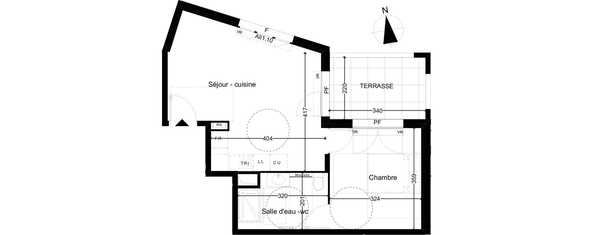 Appartement T2 de 41,78 m2 &agrave; Marseille Sainte-marthe (14eme)