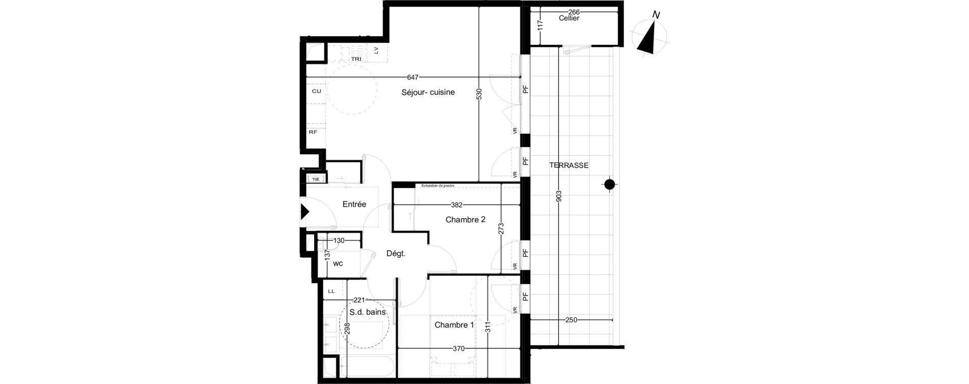 Appartement T3 de 65,28 m2 &agrave; Marseille Sainte-marthe (14eme)