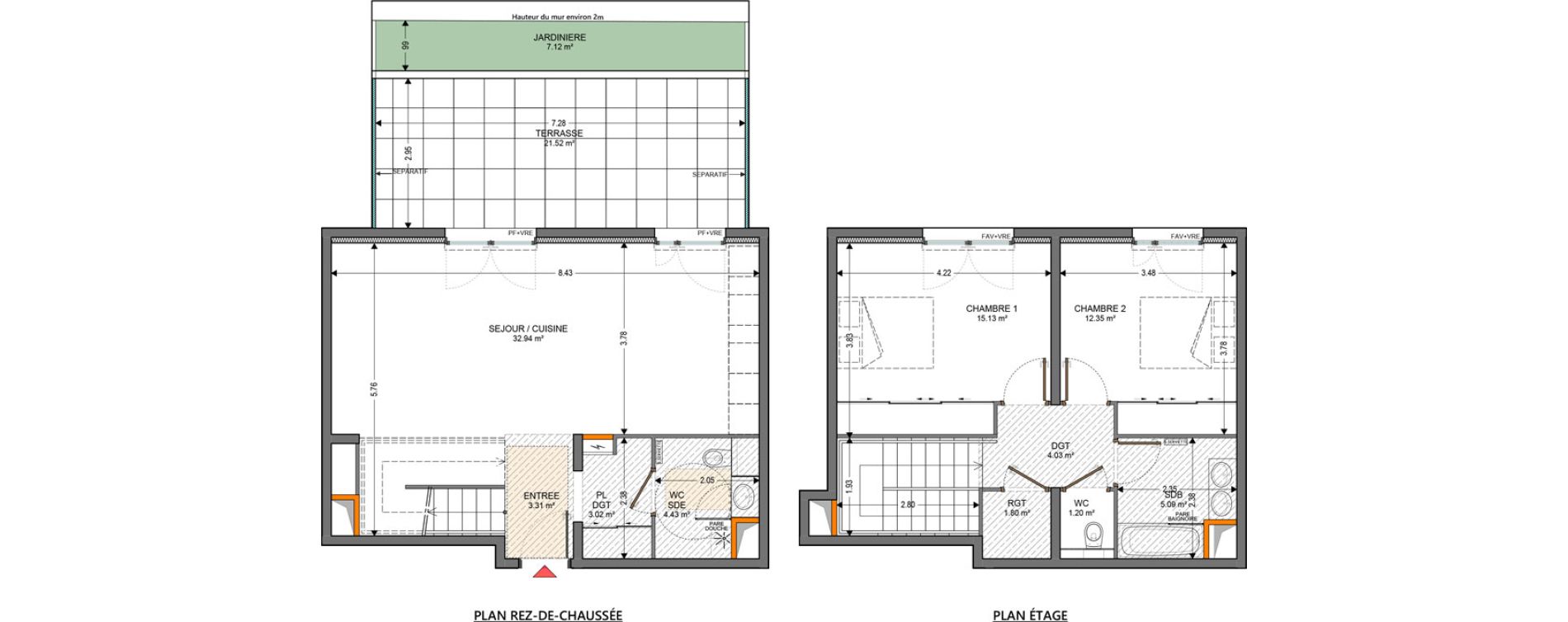 Duplex T3 de 83,30 m2 &agrave; Marseille Le pharo (7eme)