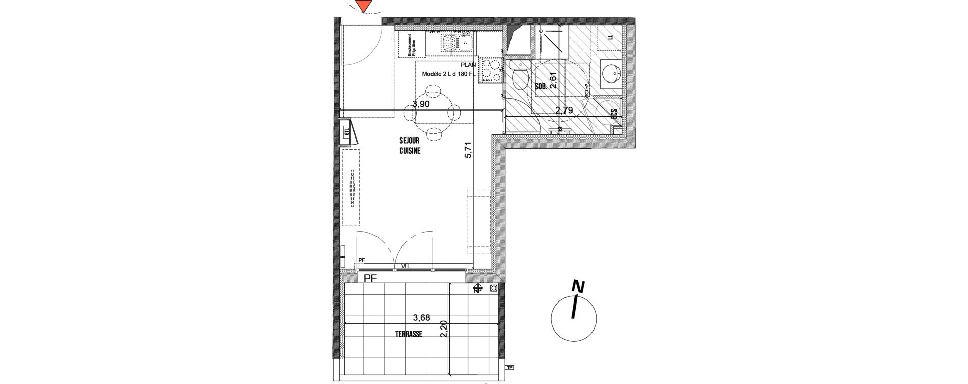 Appartement T1 de 28,00 m2 &agrave; Marseille La valbarelle (11eme)