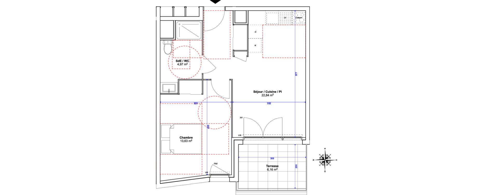 Appartement T2 de 41,44 m2 &agrave; Marseille La baronne (13eme)