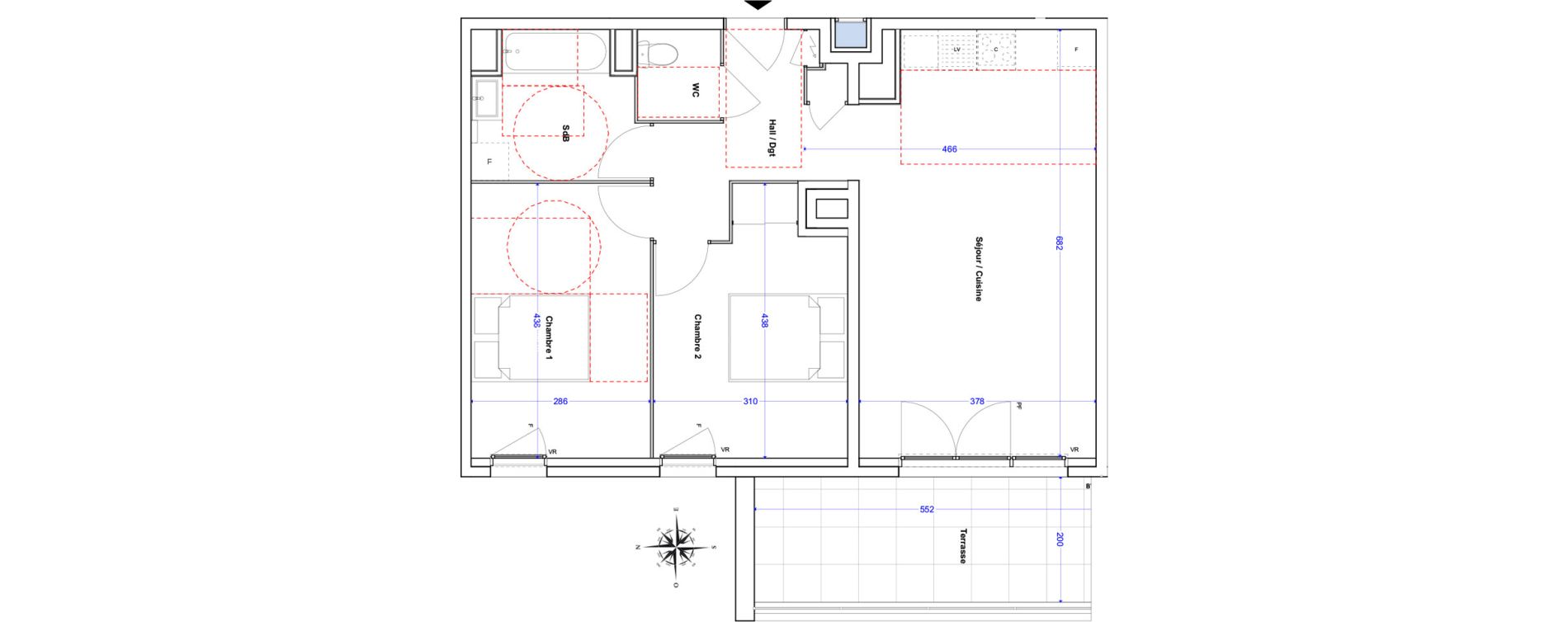 Appartement T3 de 63,77 m2 &agrave; Marseille La baronne (13eme)