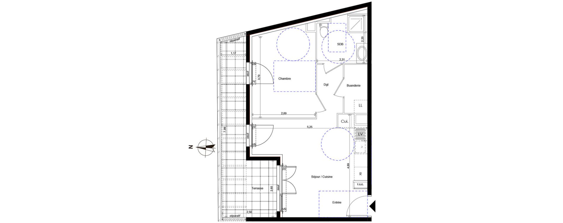 Appartement T2 de 40,82 m2 &agrave; Marseille La timone (10eme)