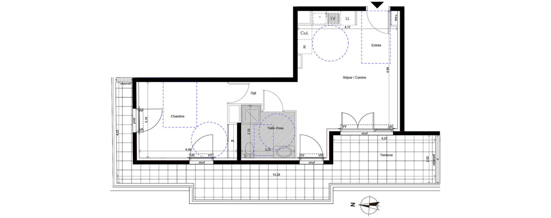 Appartement T2 de 41,56 m2 &agrave; Marseille La timone (10eme)