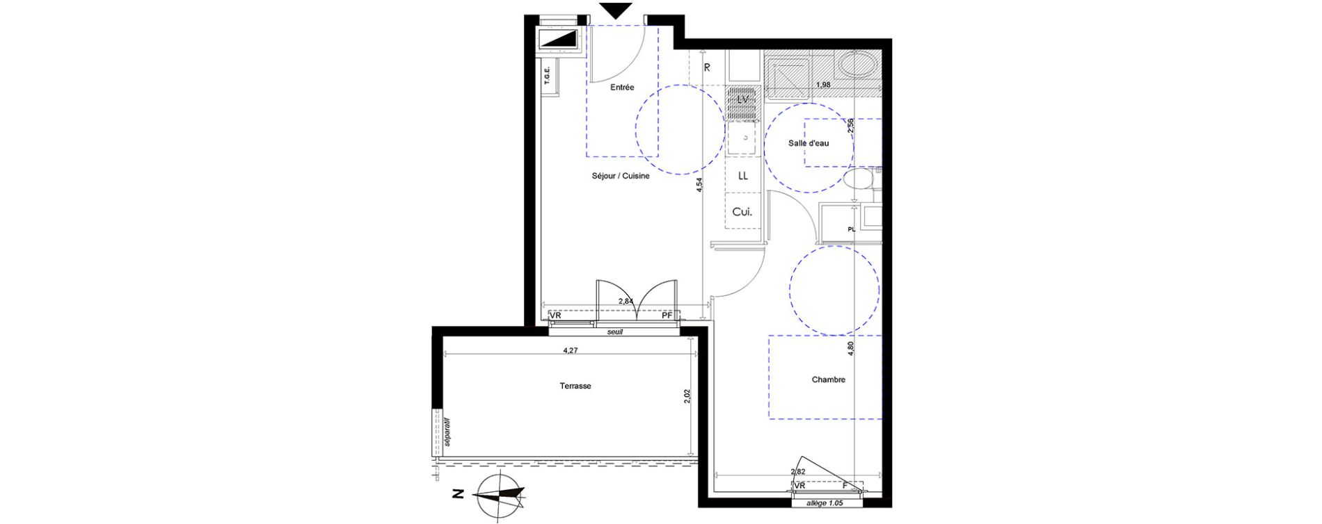 Appartement T2 de 33,38 m2 &agrave; Marseille La timone (10eme)