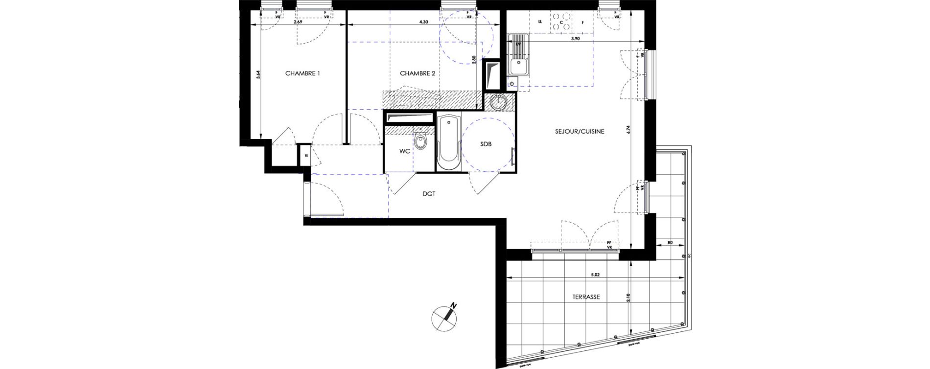 Appartement T3 de 63,04 m2 &agrave; Marseille Saint-tronc (10eme)