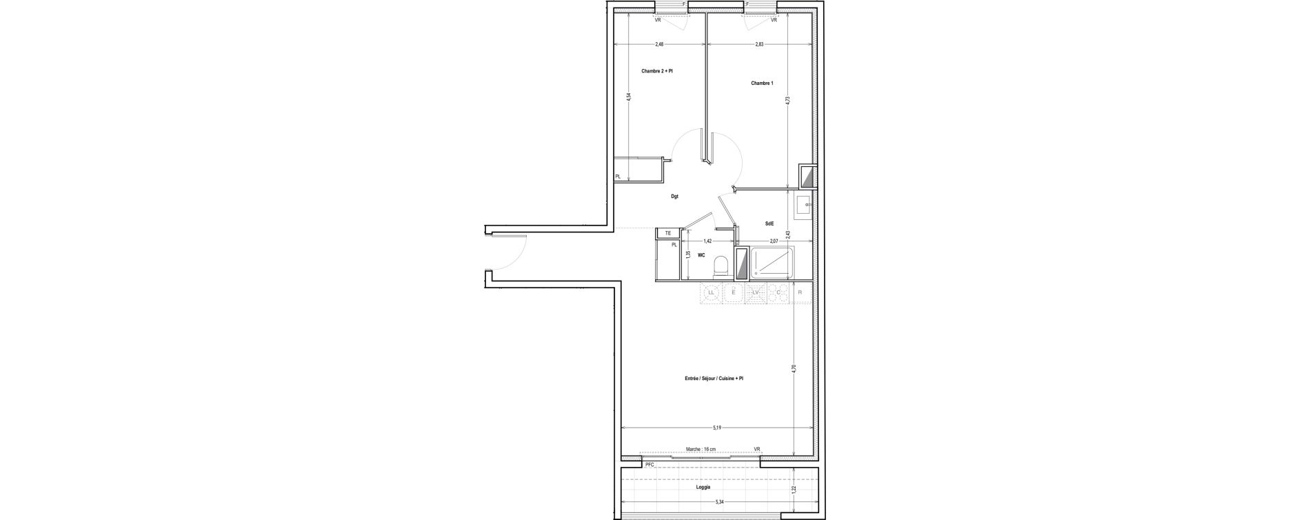 Appartement T3 de 65,93 m2 &agrave; Marseille Saint-pierre (5eme)