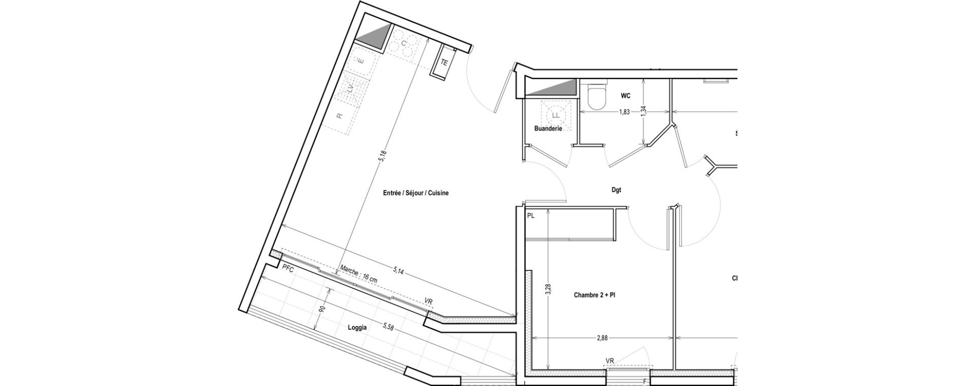 Appartement T3 de 55,13 m2 &agrave; Marseille Saint-pierre (5eme)