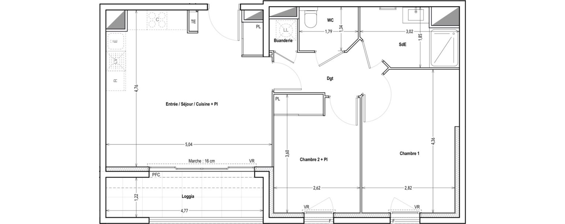 Appartement T3 de 56,01 m2 &agrave; Marseille Saint-pierre (5eme)