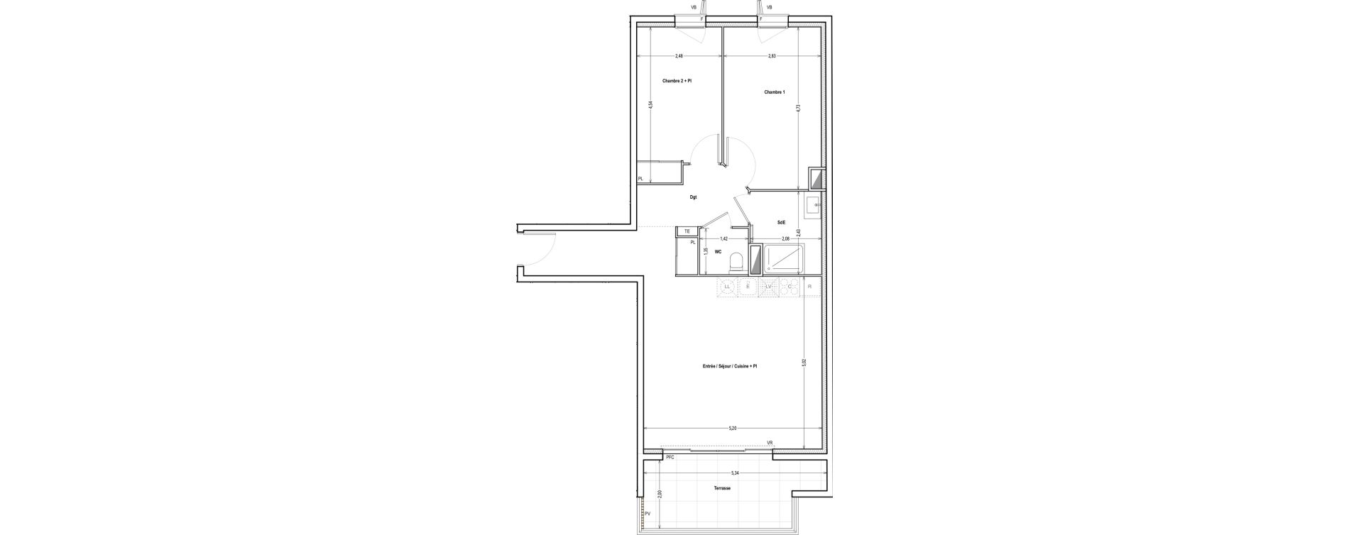 Appartement T3 de 67,59 m2 &agrave; Marseille Saint-pierre (5eme)