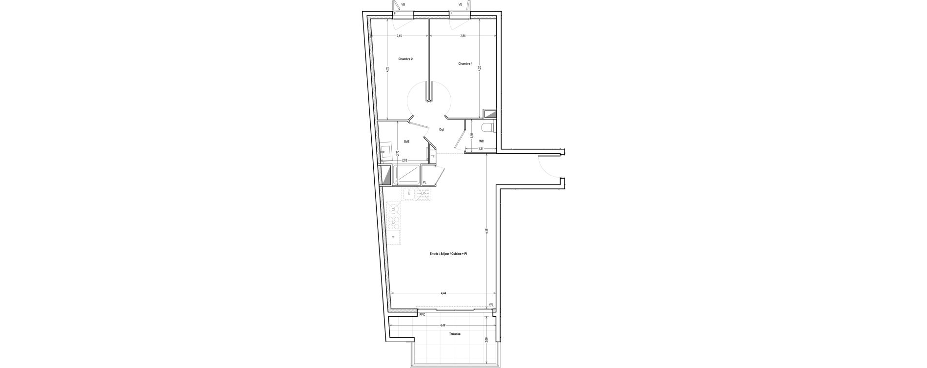 Appartement T3 de 61,89 m2 &agrave; Marseille Saint-pierre (5eme)