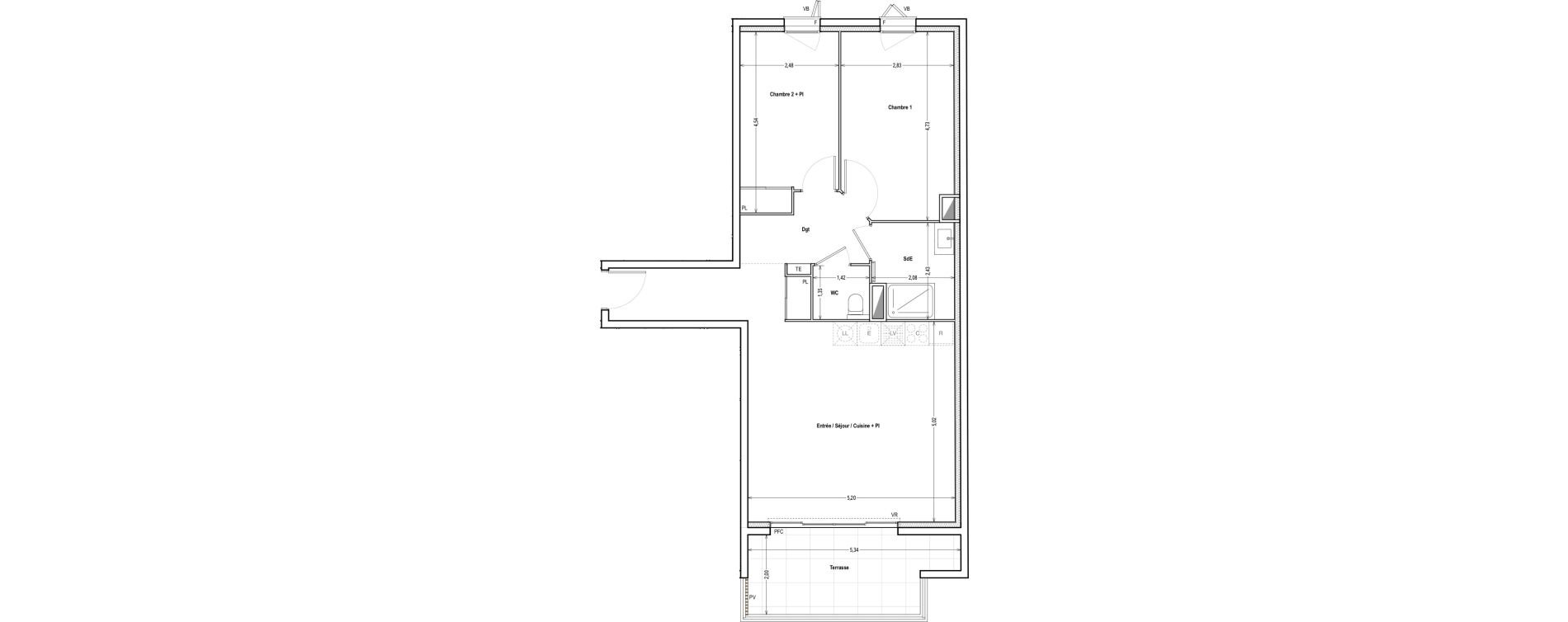 Appartement T3 de 67,59 m2 &agrave; Marseille Saint-pierre (5eme)