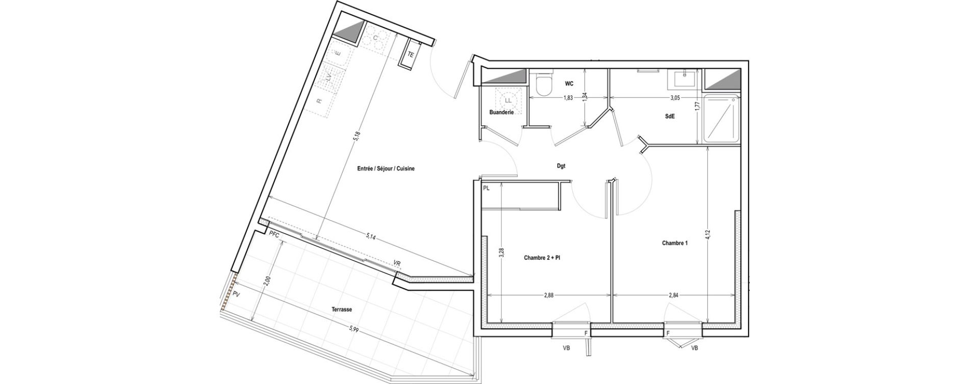 Appartement T3 de 55,13 m2 &agrave; Marseille Saint-pierre (5eme)