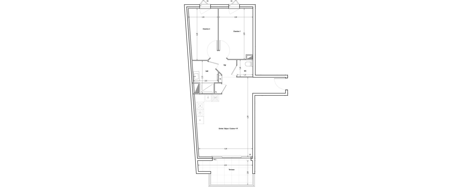 Appartement T3 de 61,89 m2 &agrave; Marseille Saint-pierre (5eme)