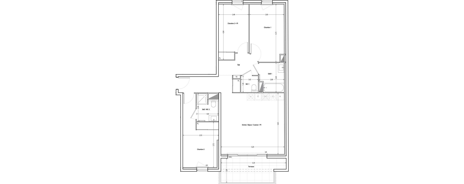 Appartement T4 de 84,37 m2 &agrave; Marseille Saint-pierre (5eme)