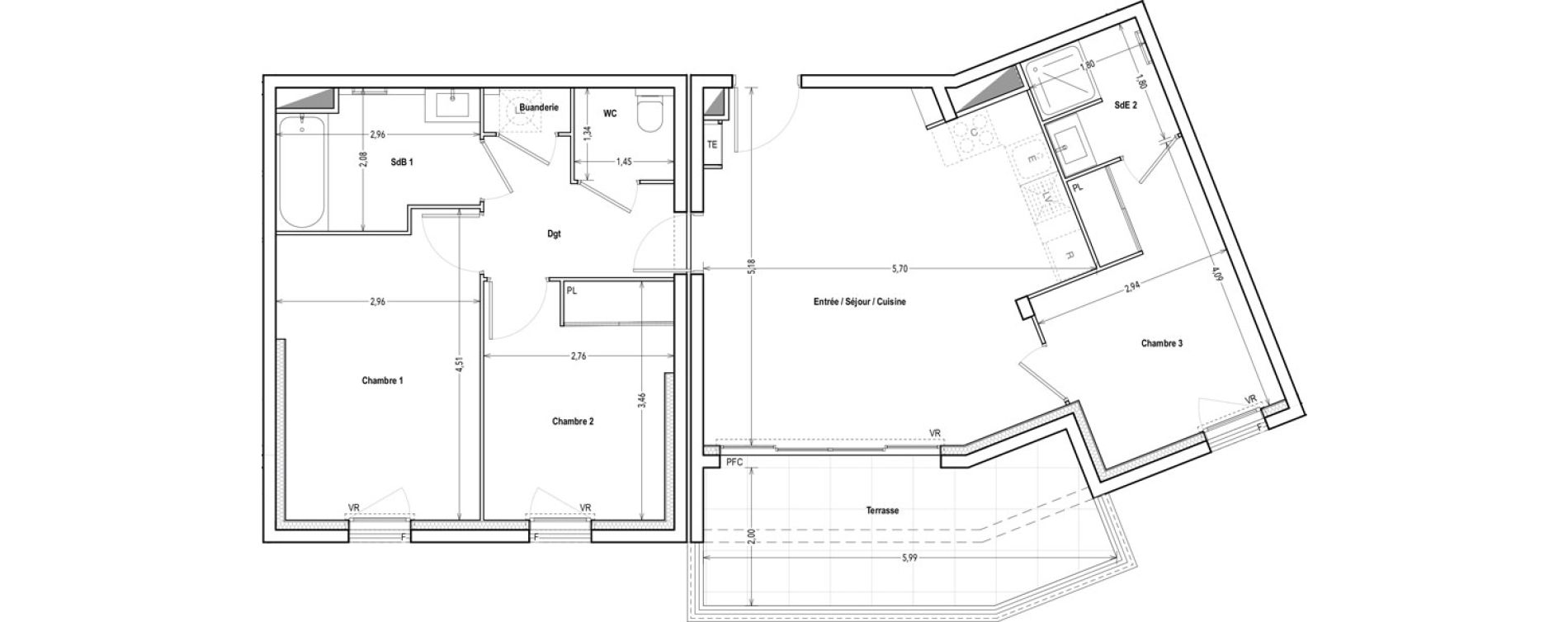 Appartement T4 de 73,02 m2 &agrave; Marseille Saint-pierre (5eme)