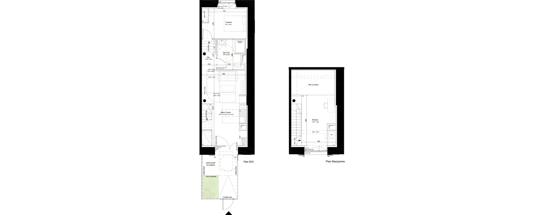 Duplex T2 bis de 55,50 m2 &agrave; Marseille Les crottes (15eme)