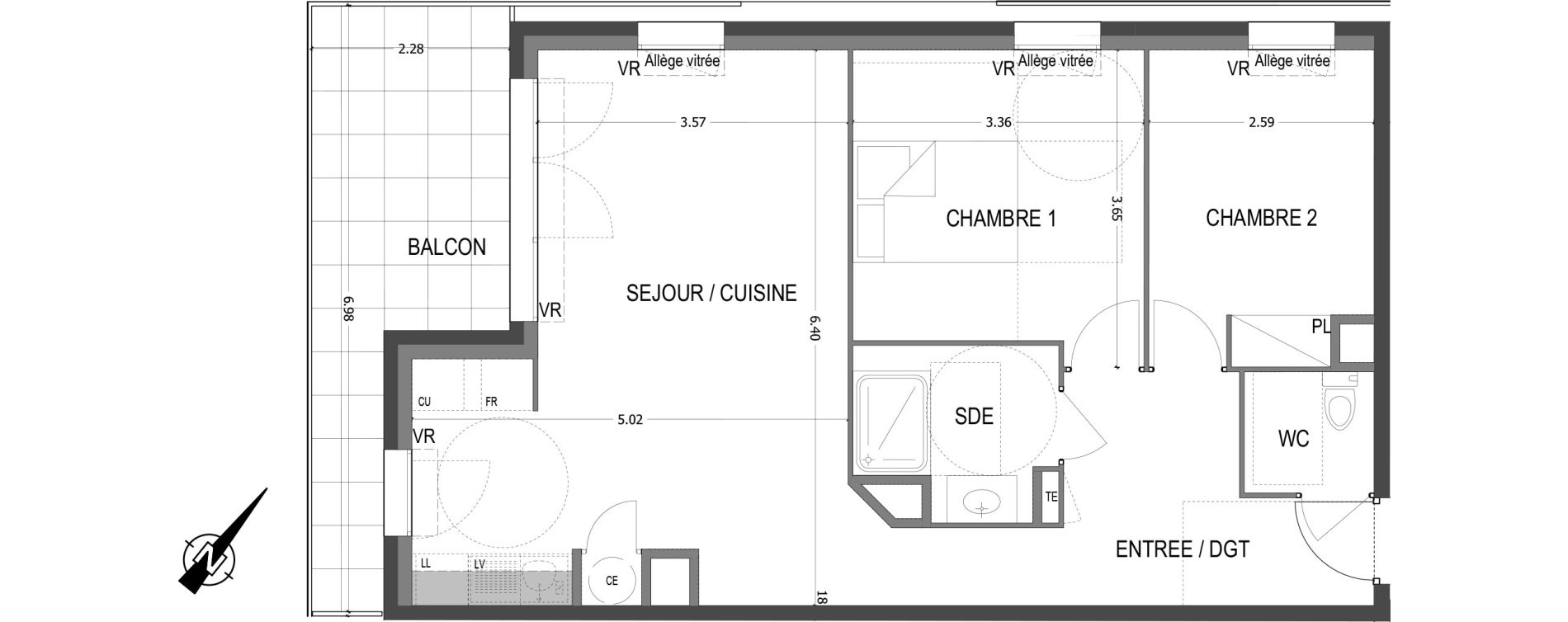 Appartement T3 de 63,21 m2 &agrave; Marseille Mazargues (9eme)