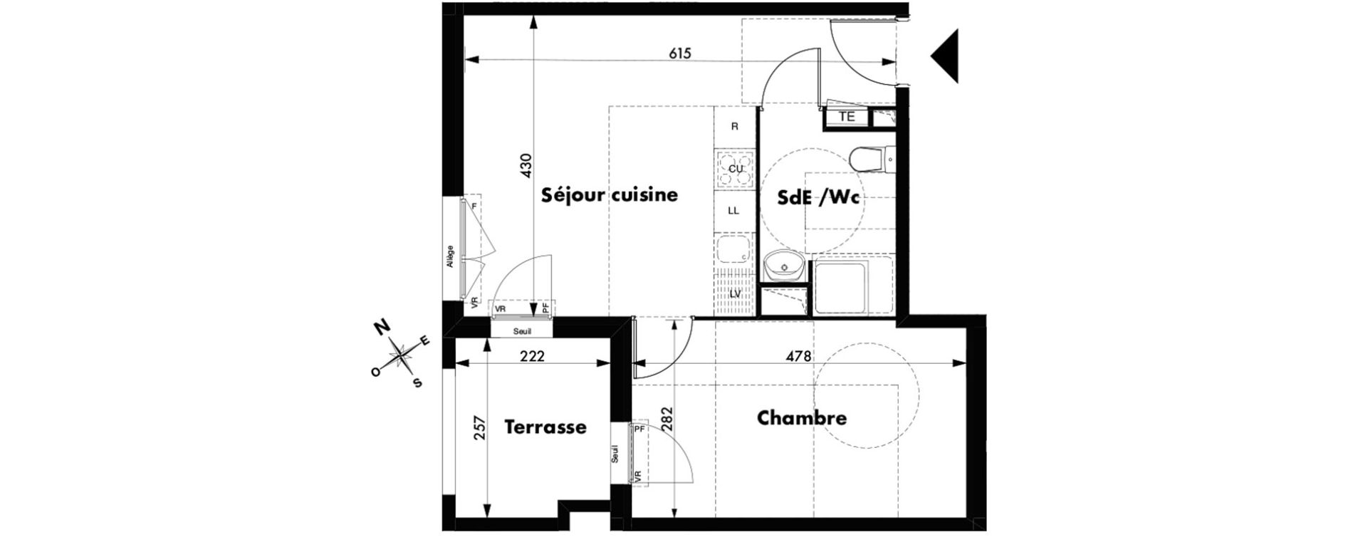 Appartement T2 de 38,99 m2 &agrave; Marseille Malpass&eacute; (13eme)