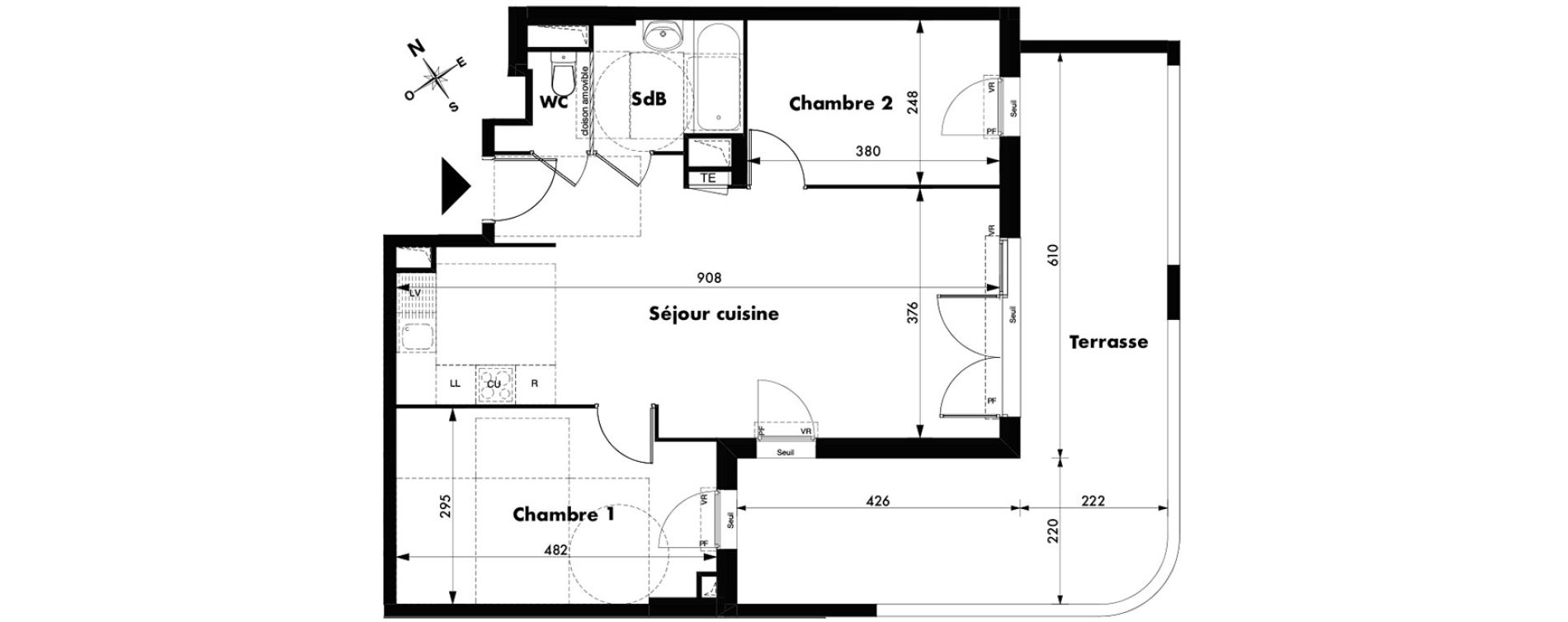 Appartement T3 de 60,87 m2 &agrave; Marseille Malpass&eacute; (13eme)