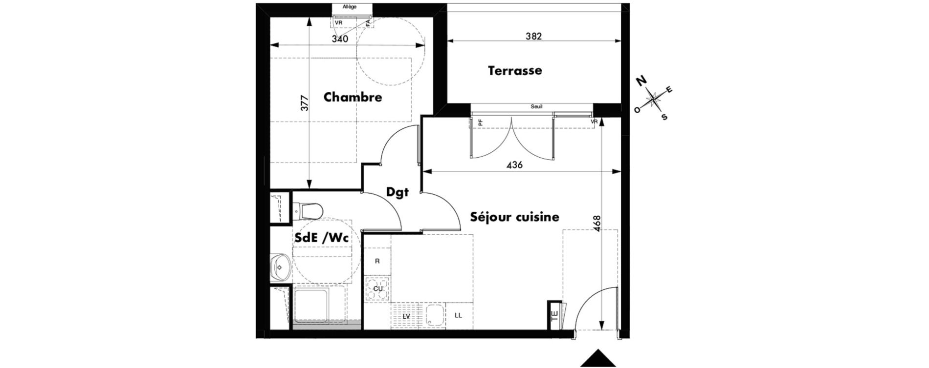 Appartement T2 de 42,28 m2 &agrave; Marseille Malpass&eacute; (13eme)