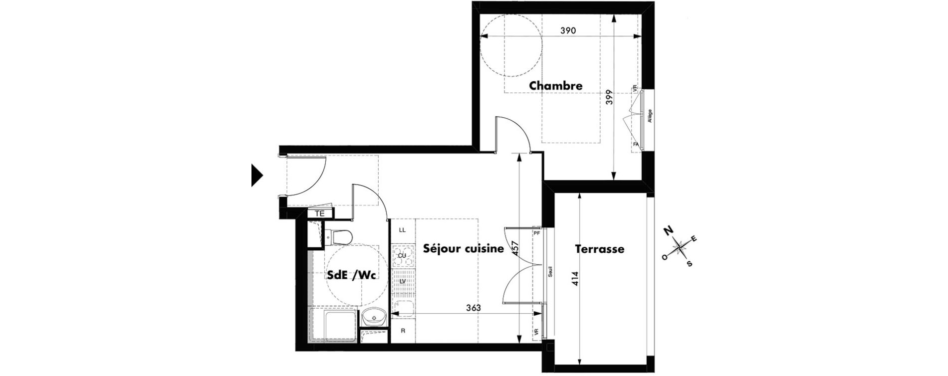 Appartement T2 de 39,84 m2 &agrave; Marseille Malpass&eacute; (13eme)