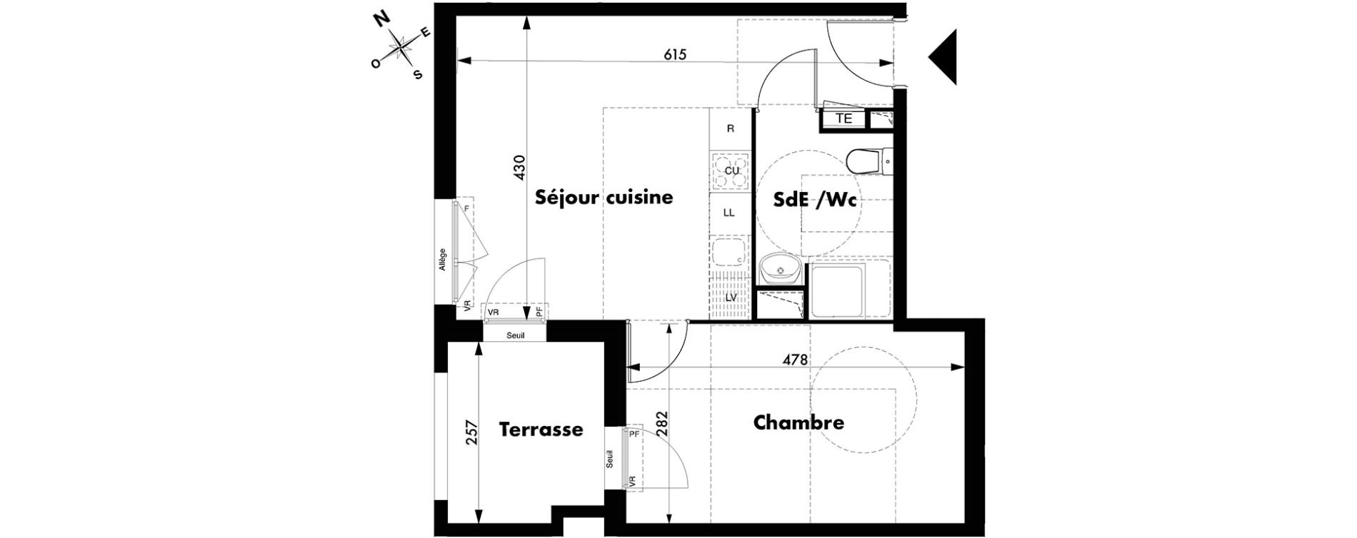 Appartement T2 de 39,03 m2 &agrave; Marseille Malpass&eacute; (13eme)