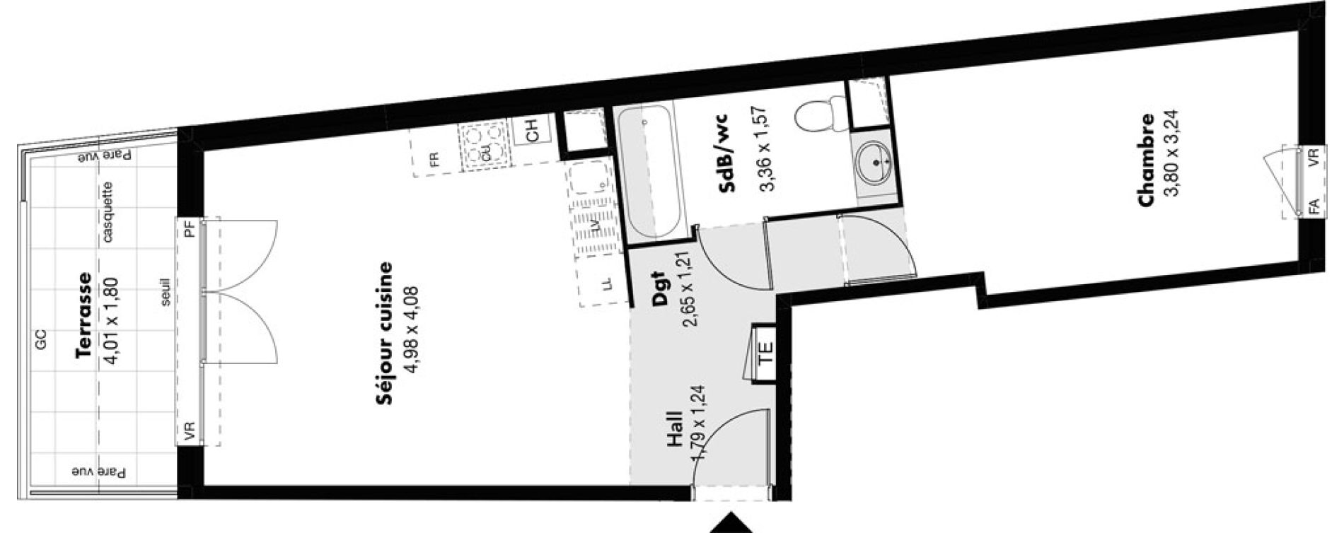Appartement T2 de 47,39 m2 &agrave; Marseille Saint-j&eacute;r&ocirc;me (13eme)