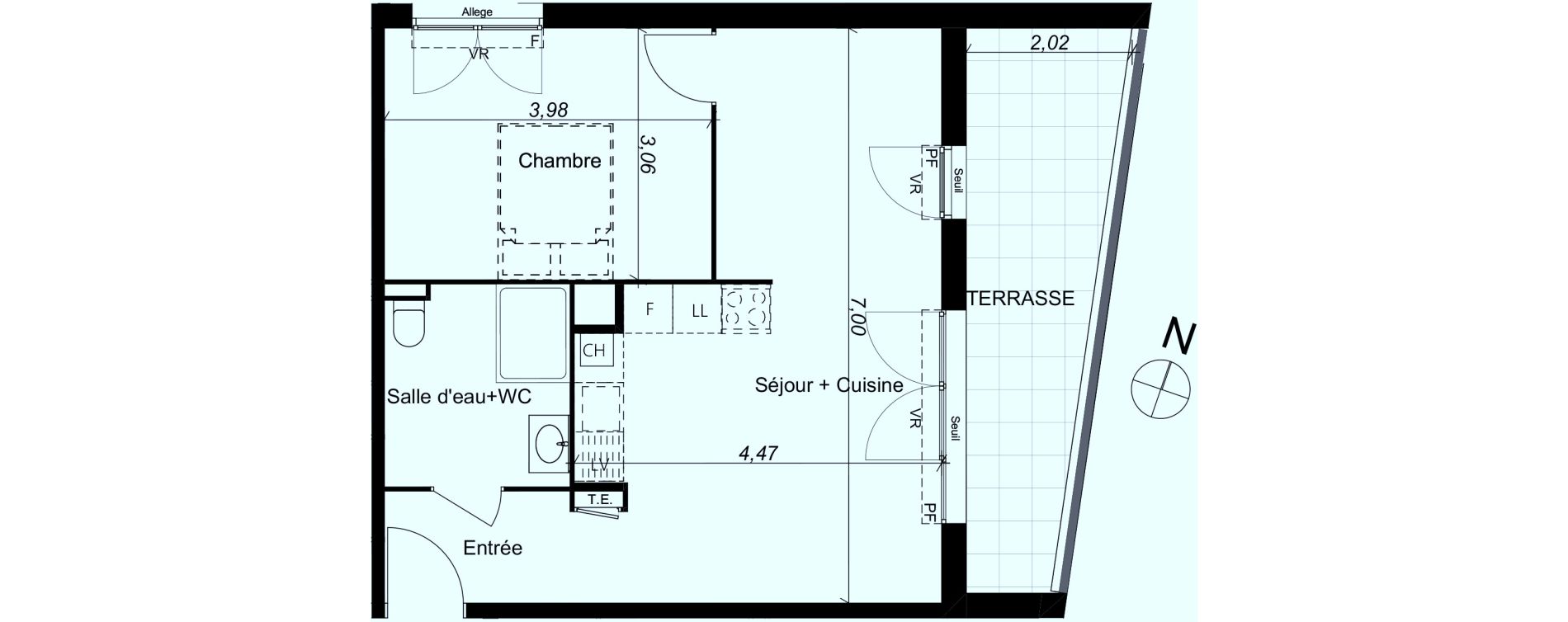 Appartement T2 de 46,05 m2 &agrave; Marseille Les caillols (12eme)