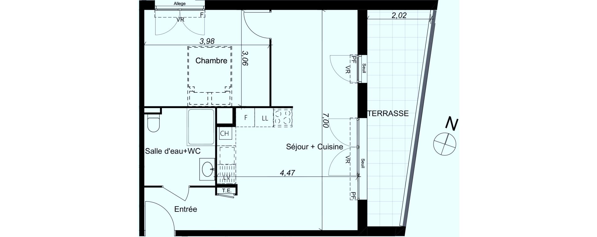 Appartement T2 de 46,05 m2 &agrave; Marseille Les caillols (12eme)