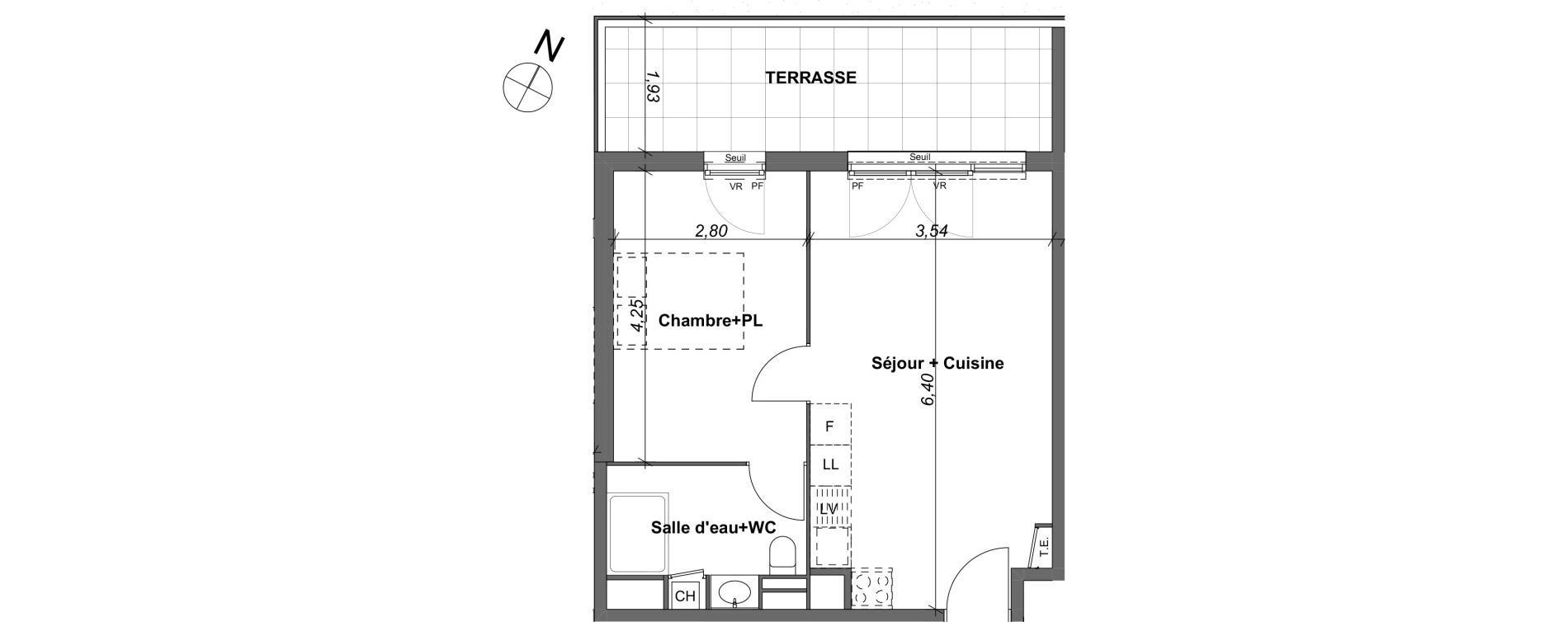 Appartement T2 de 39,04 m2 &agrave; Marseille Les caillols (12eme)