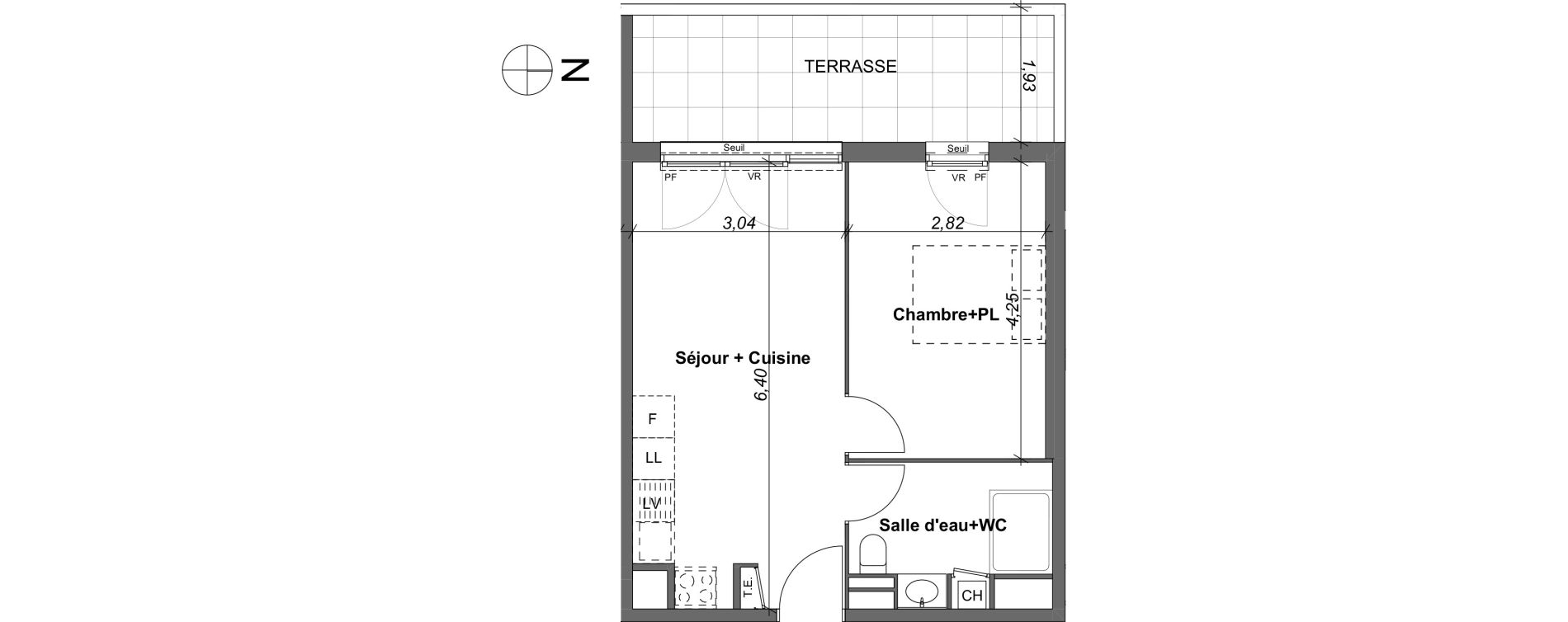 Appartement T2 de 36,17 m2 &agrave; Marseille Les caillols (12eme)
