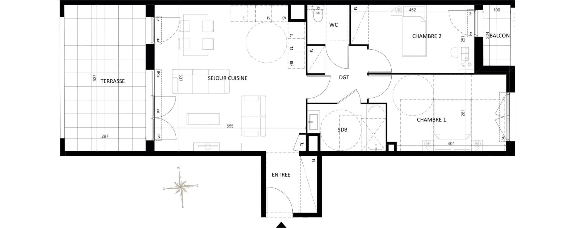 Appartement T3 de 68,26 m2 &agrave; Marseille La valentine (11eme)