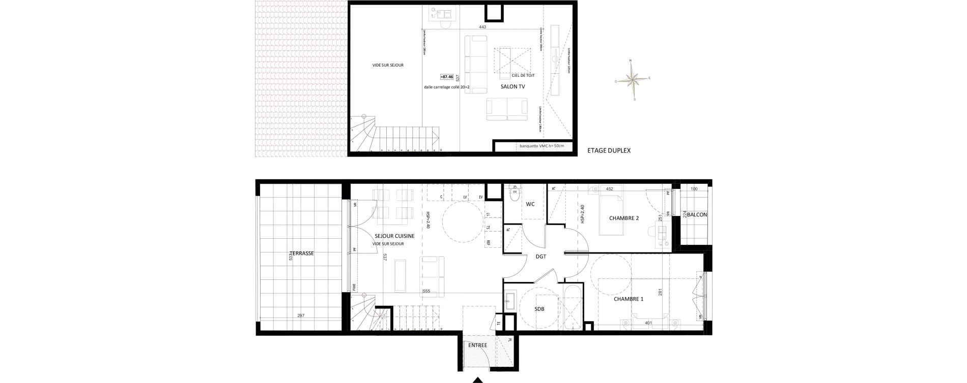 Duplex T4 de 85,09 m2 &agrave; Marseille La valentine (11eme)