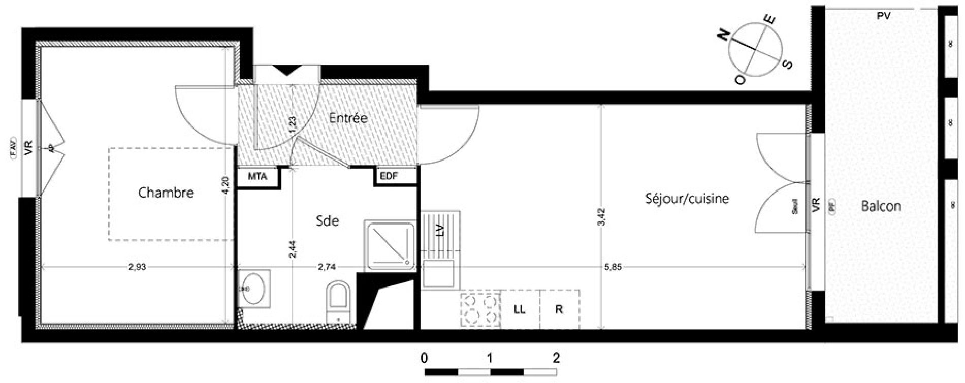 Appartement T2 de 41,50 m2 &agrave; Marseille La villette (3eme)