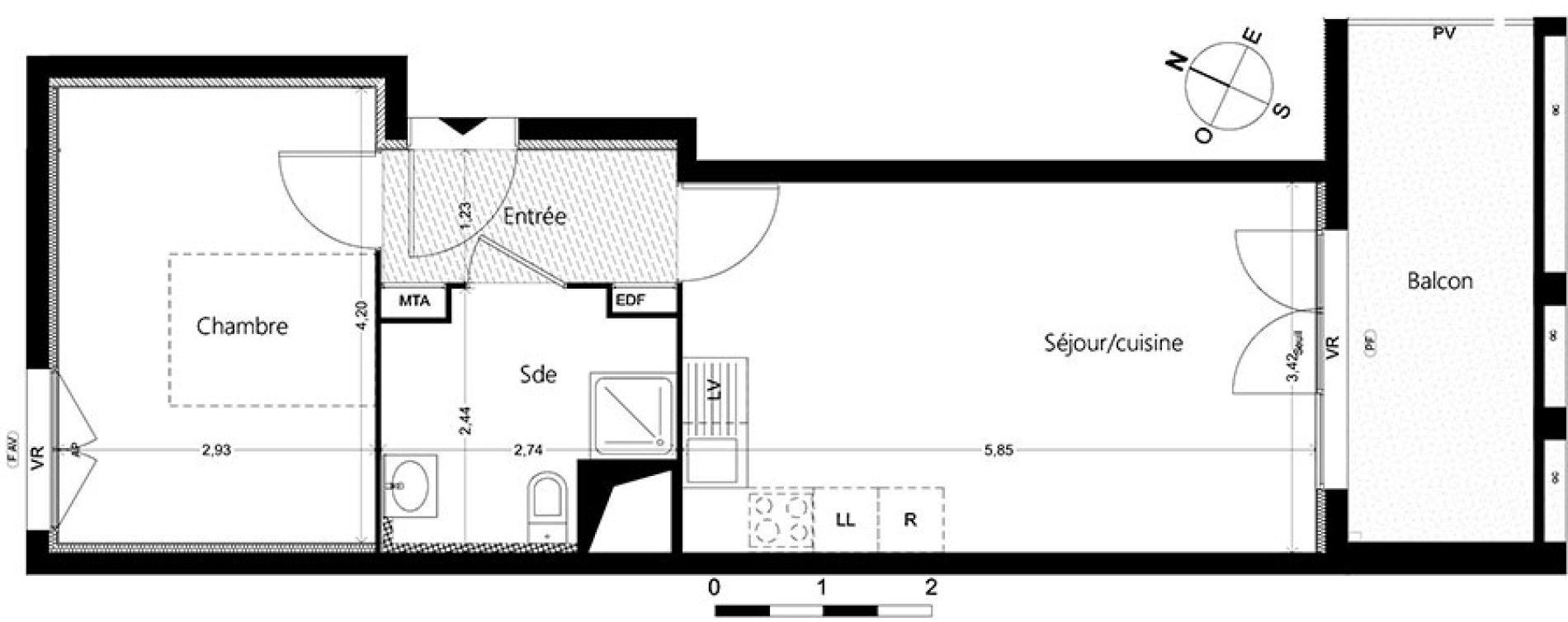 Appartement T2 de 41,54 m2 &agrave; Marseille La villette (3eme)