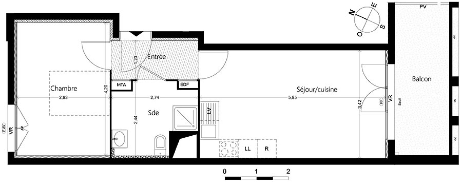 Appartement T2 de 41,53 m2 &agrave; Marseille La villette (3eme)
