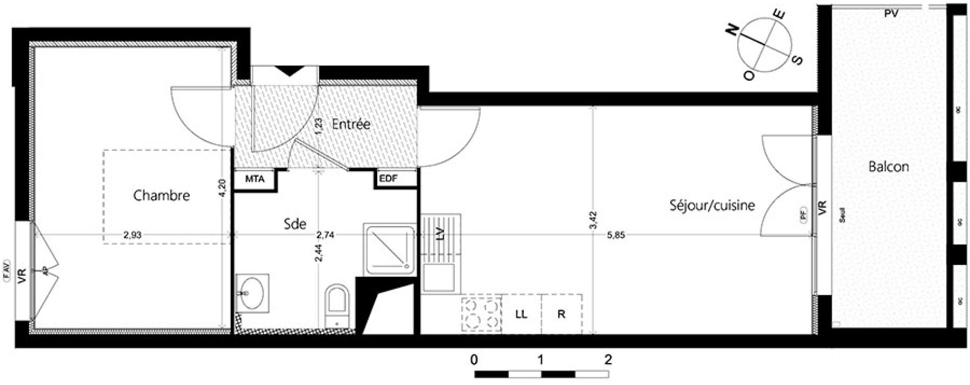 Appartement T2 de 41,53 m2 &agrave; Marseille La villette (3eme)