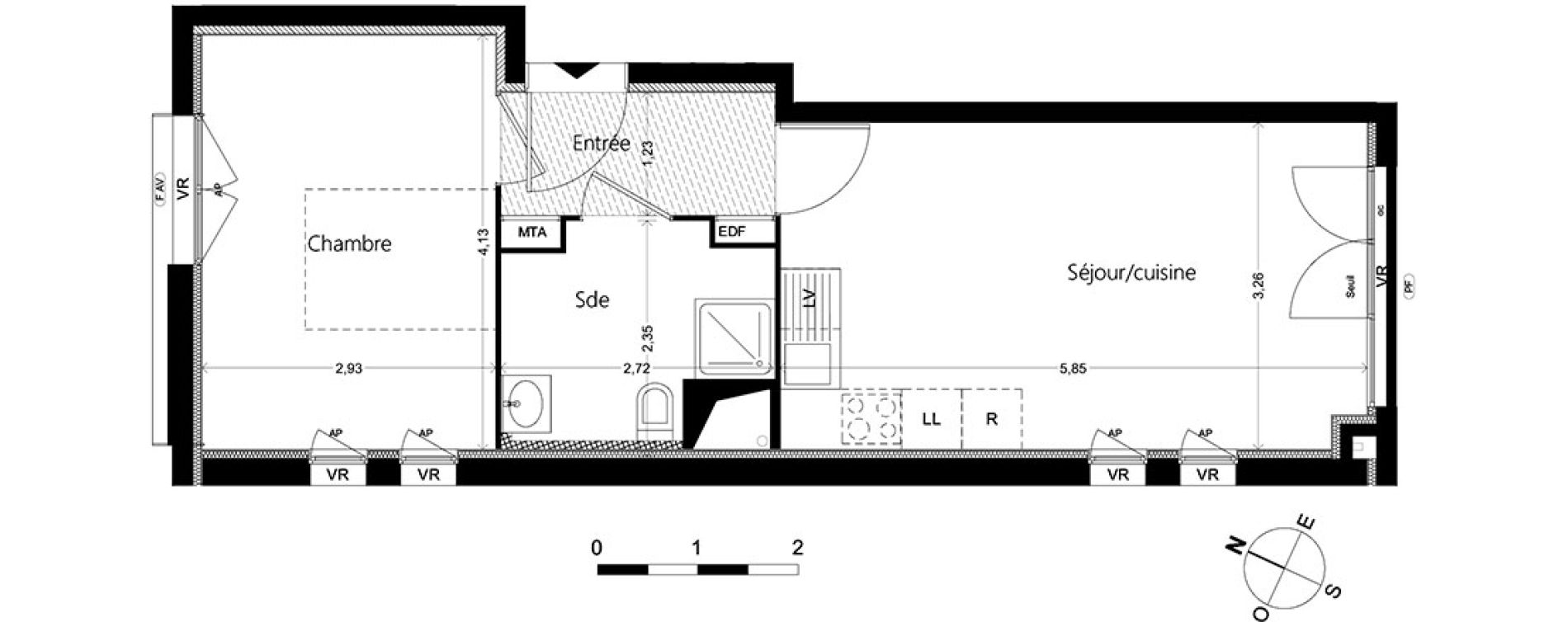 Appartement T2 de 40,69 m2 &agrave; Marseille La villette (3eme)
