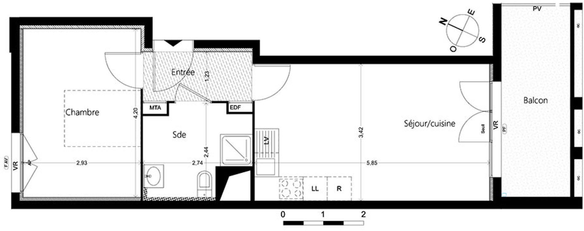 Appartement T2 de 41,50 m2 &agrave; Marseille La villette (3eme)