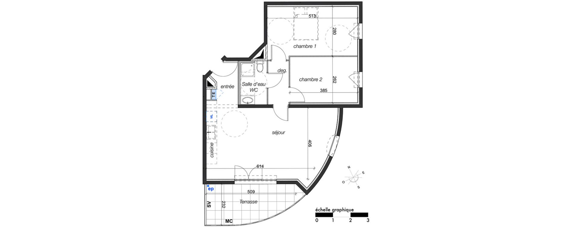 Appartement T3 de 64,04 m2 &agrave; Marseille Les chartreux (4eme)