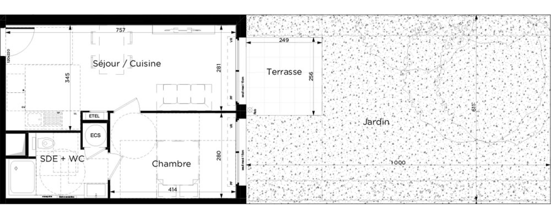 Appartement T2 de 40,99 m2 &agrave; Marseille Les accates (11eme)