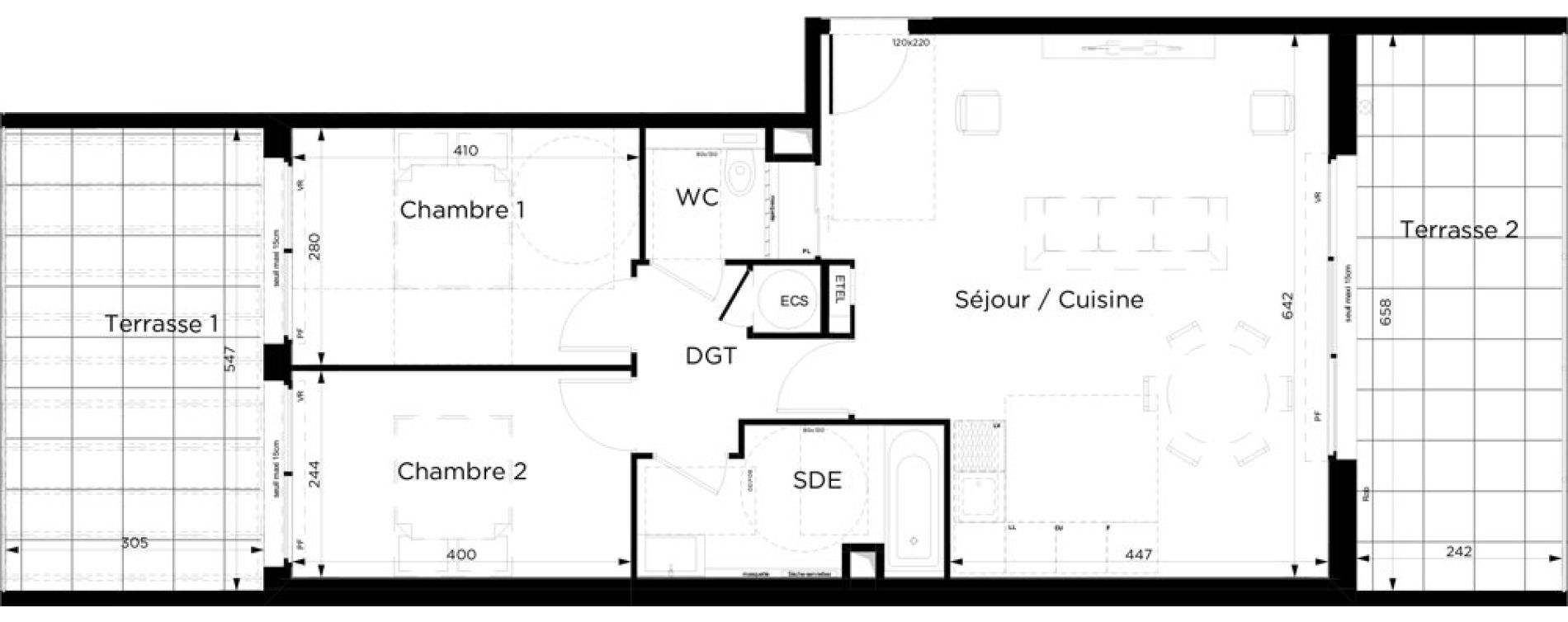 Appartement T3 de 69,06 m2 &agrave; Marseille Les accates (11eme)